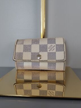 Louis Vuitton Damier Azur Compact Wallet - Cream & Gray